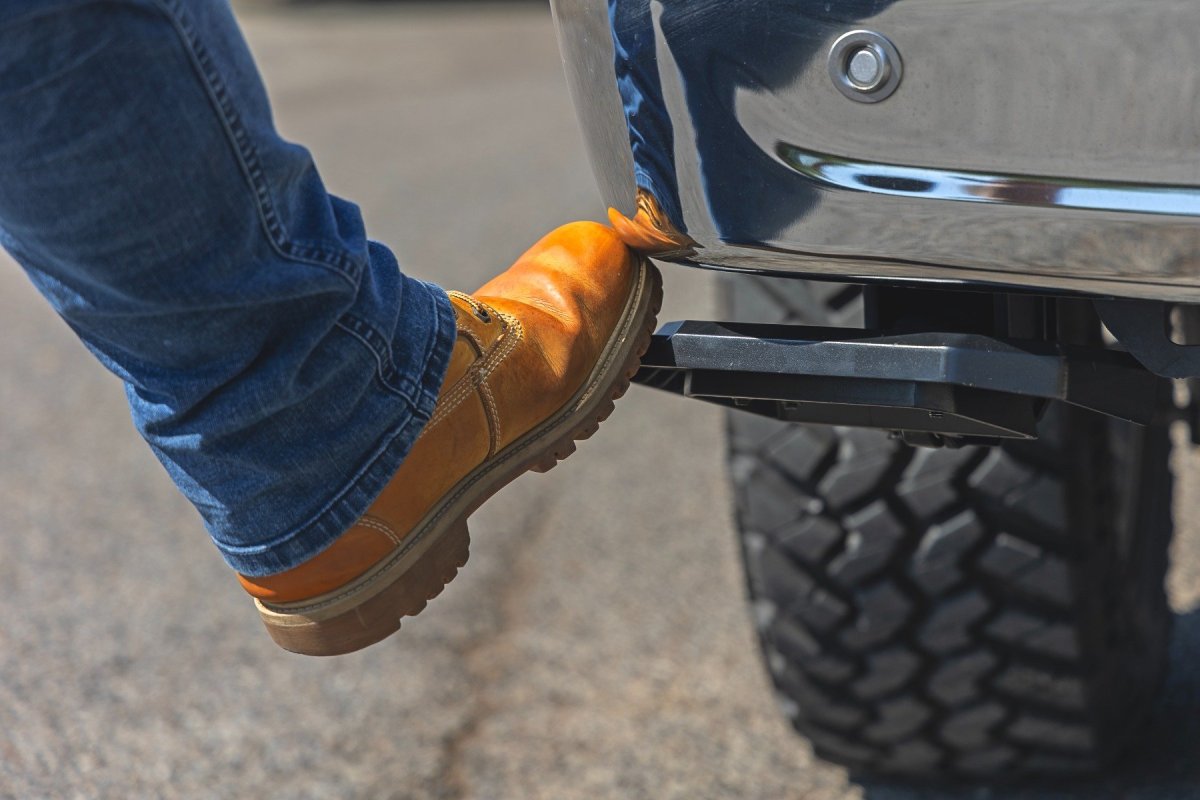 Ford F-150 Lightning Retractable Bed Step - Rear - Rough Country - Manual Pull - '22-'24